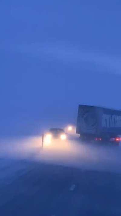 Truck driver in Iceland doesn't seem too concerned with high winds