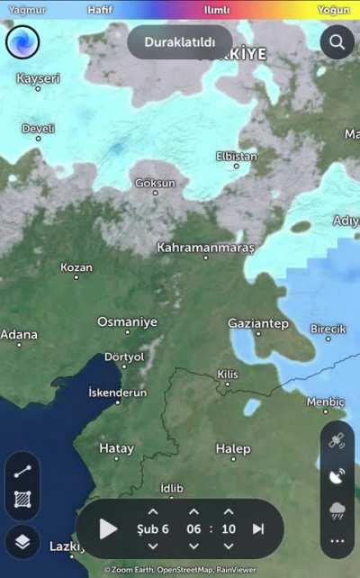 As earthquake happens in Turkey, rain radar simultaneously stops readig info from effected area.