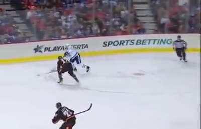 Here is the play that Sheldon Keefe was referring to regarding Luke Schenn sending Milan Lucic flying