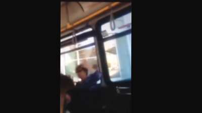 Spat on someone in bus, quickly got knocked out