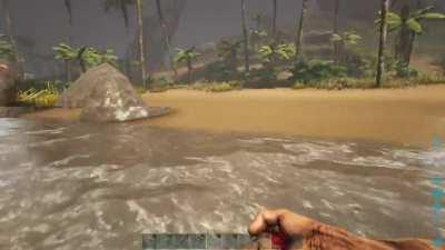 Finally scored something to cook, but the ARK gods had other plans for this guy lol praise the almighty Phiomia.