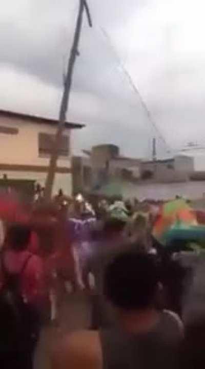 WCGW recreating the crucifixion on a wooden post that is way too tall