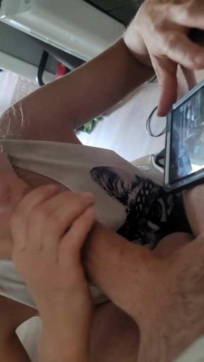 Say something, oh don't talk with your mouth full.