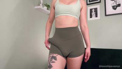 What a big package under such tiny shorts 