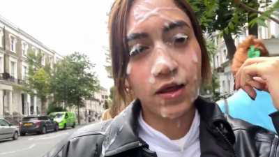 Bukkake public cum walk