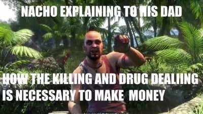 PAPA just listen. PAPA you have to get out of town! The chicken man might kill you if I don't suck him dry!