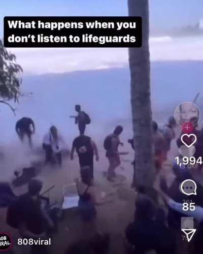tourists in hawaii not listening to instructions putting their kids and the lifeguards in danger