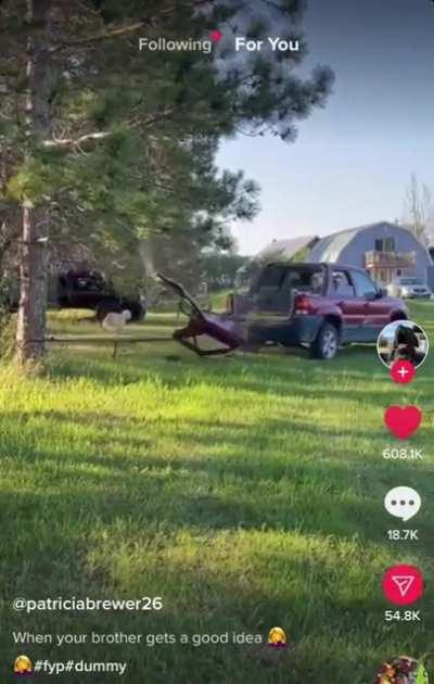 Using your car to try and uproot a healthy tree