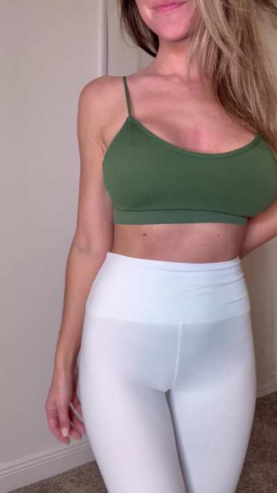 White leggings with no panties