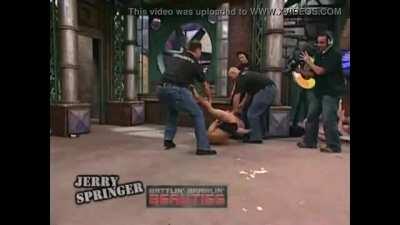 Cute, Topless Strippers Fight with their Boobs on The Jerry Springer Show