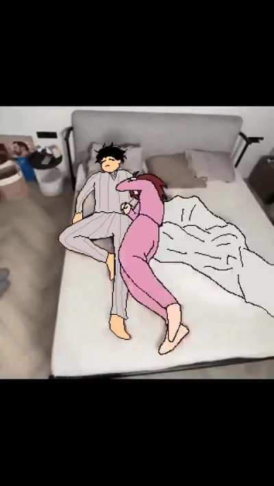 Momo & Okarun's sleeping behavior by @Macheesecheese
