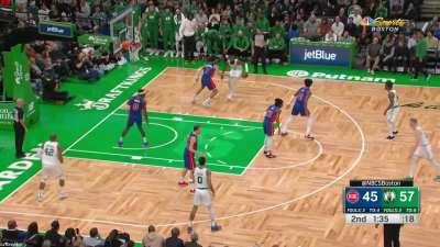 [Highlight] Jaylen Brown leaves Cade Cunningham in the dust and takes it inside for the loud jam, then splashes the smooth jumper next possession