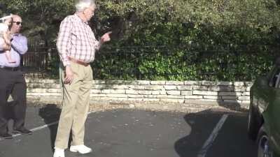 Dad is admiring a car he sees parked in a restaurant parking lot, it reminds him of his old car that he had to sell to to help raise kids. He's reminiscing and telling stories and daughter hands him the keys and sobs and is so grateful