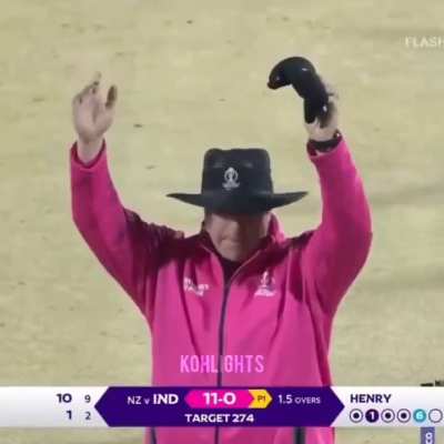 Rohit Sharma stepping outside and charging against Matt Henry in swinging conditions of Dharamshala