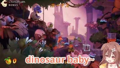 Korone's reaction to dinosaur babies