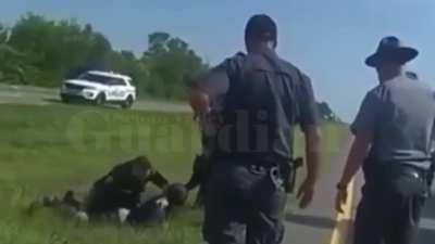 Ohio police caught releasing K9 on unarmed man with hands in air, despite orders from an officer to not release dog. [truck chase]