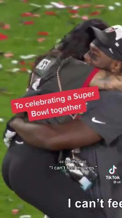 Chris Godwin and his high school sweetheart celebrating after the super bowl