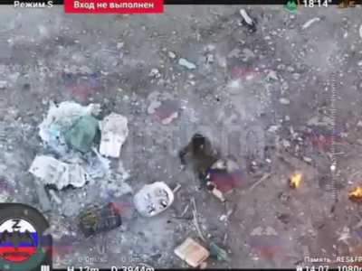 RU POV: Ukrainian soldier abandons his badly burned comrade after their shelter was set on fire by Russian drone dropped grenades