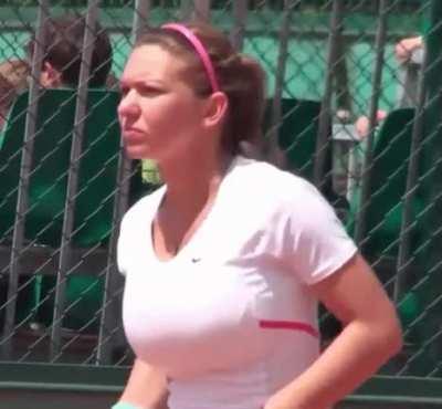 Simona Halep at 18 bouncing her big tits