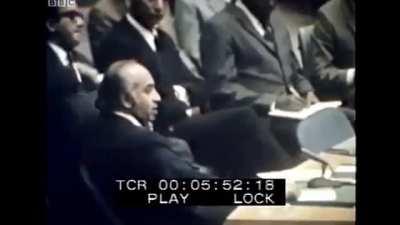 Zulfiqar Ali Bhutto's fiery speech in the united nation. Circa 1971
