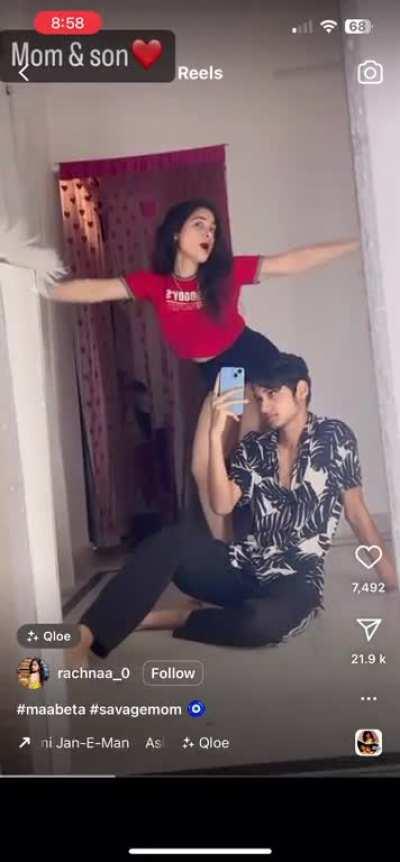 I mean she is his mom right? The son is quite literally recording her mom twerking on a suggestive song. Look at the son's fkn expression 🤮. Kyaa ho rha hai yaar internet pe