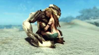 Nord Barbarian meets a Frost Troll