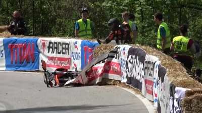 Racer crashes his Bike and is out of the race.... or is he?