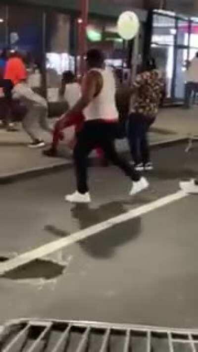 Street justice last night on south street philly. 3 dudes try to jump 1 kid until big homie decided to enter the game