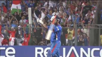 Dhoni finishes off in his style Last ball six from 2011 World Cup finals