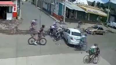 Car at a cycling race