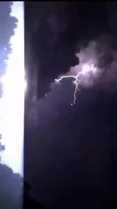 Lightning hits firework