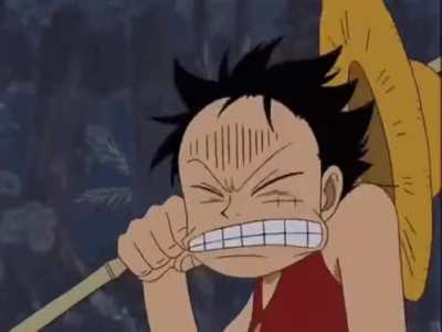 Goku chasin' Luffy gif