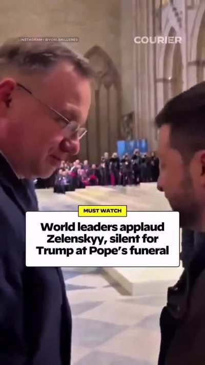 World leaders applaud Zelenskyy at Pope's funeral as Trump is met with silence