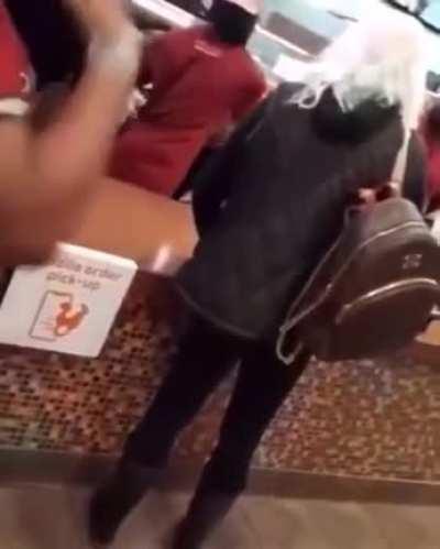 Racist MAGA Karen uses the N word at Popeyes. It doesn't go well.