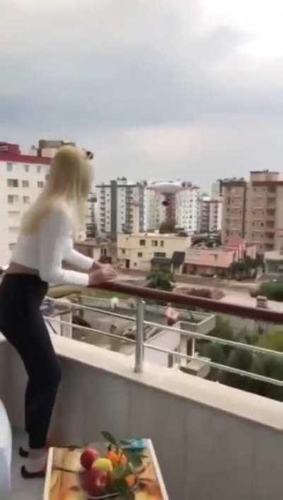 This drone deliver her order.