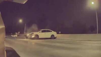 Idiot tries to pit a Tesla