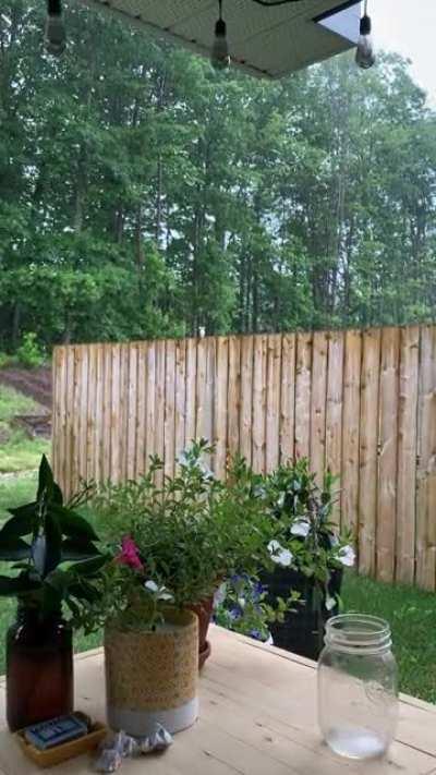 Perfect movie night rain and thunder on the back deck in Annapolis Valley, Nova Scotia