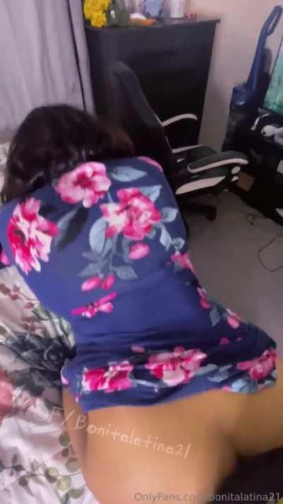 Latina worships BBC while playing tunes 