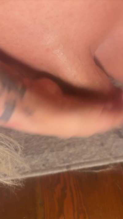 Spitting on my big wet cock