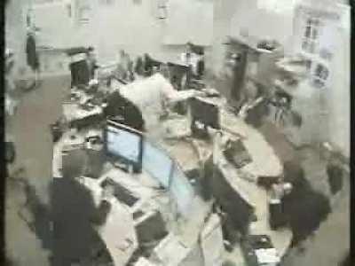 I'll keep throwing pens at my coworker what could go wrong?