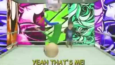 He's in the elevator.