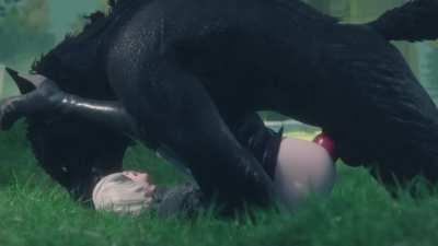 2B pounded with her legs wide open by werewolf (Rekin3D) [Nier Automata]