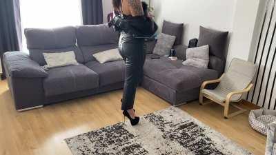 farting in super sexy leather outfit