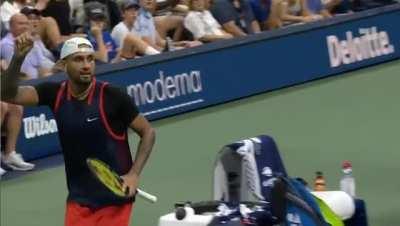 Kyrgios opts for exhibition tennis over a break point chance