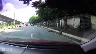 Clumsy Bus Driver Hits Concrete Barrier