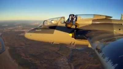 Jumping with a parachute from a jet