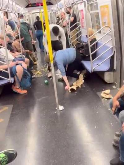 Freaking out about someone trying to sit next to you on a crowded subway