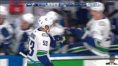 Horvat with the slick move and finish to open the scoring, VAN [1] STL 0