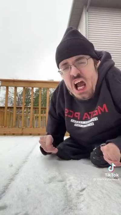 Chad tries to make a snowman