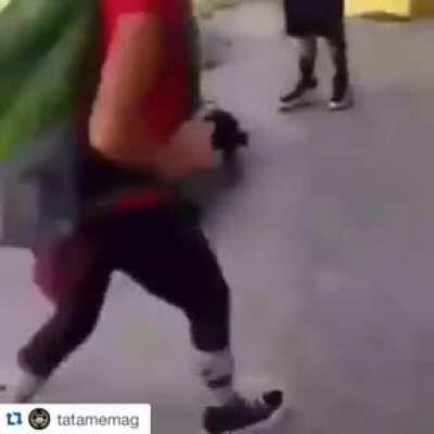 Bully picks a fight and gets owned by the other Kid